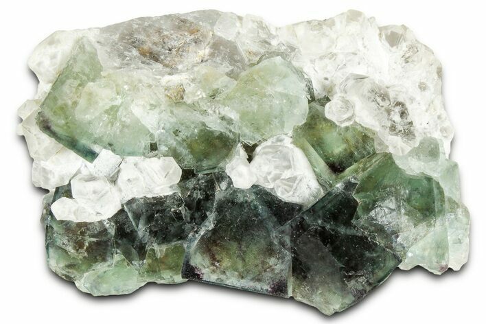 Green Cubic Fluorite Cluster w/ Purple Vertices - Okorusu Mine #326550